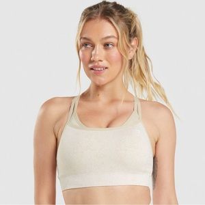 GYMSHARK ADAPT FLECK SEAMLESS SPORTS BRA SIZE MEDIUM MINERAL|COCONUT WHITE